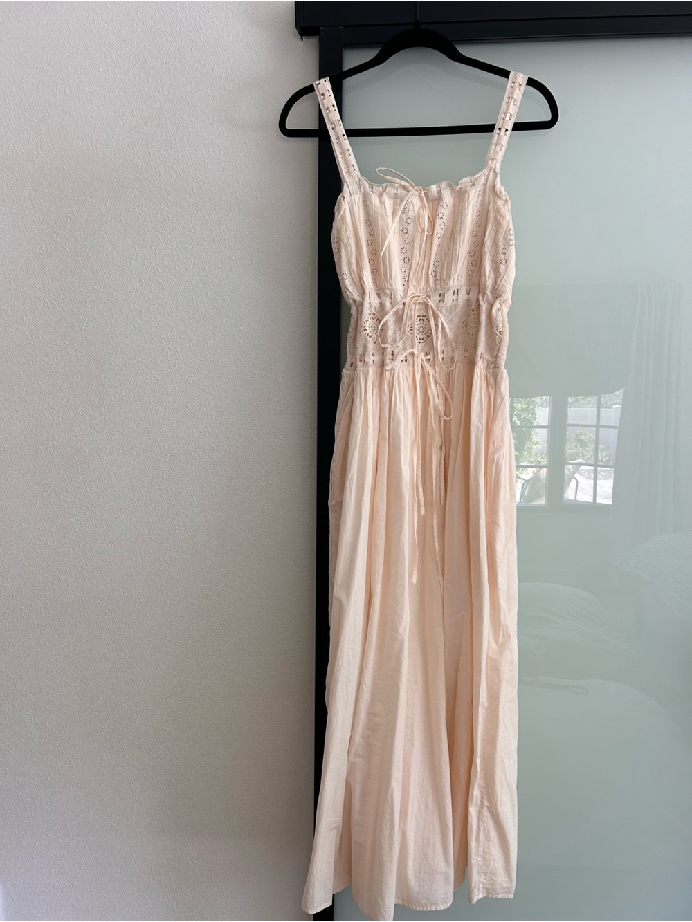 Christy Dawn Cream Eyelet Cotton Maxi Dress - Size Small